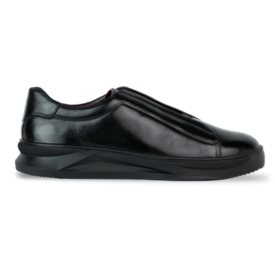 Skiller: Sneakers Homme - Cuir Noir - Bleather Maroc