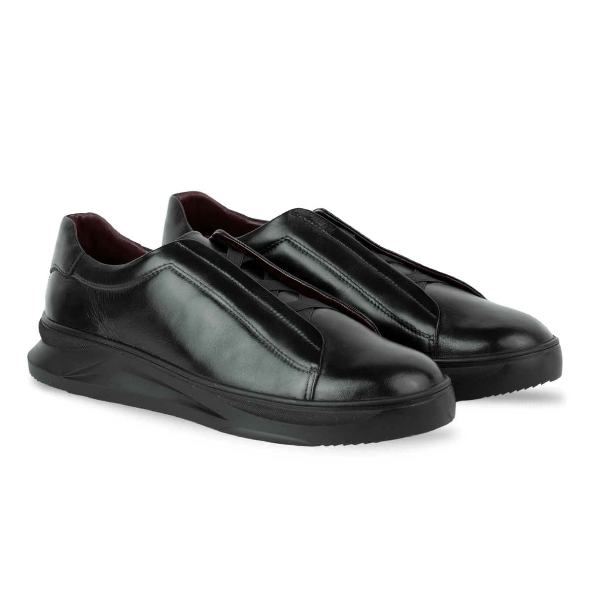 Skiller: Sneakers Homme - Cuir Noir - Bleather Maroc